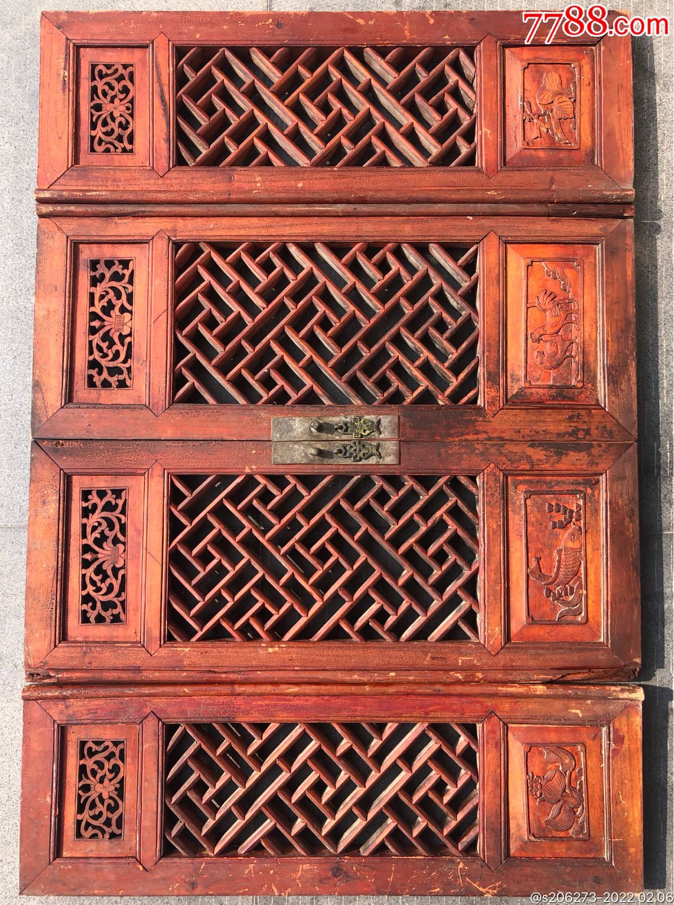 【民国】老木雕柜门挂屏花板一套_价格499元_第1张