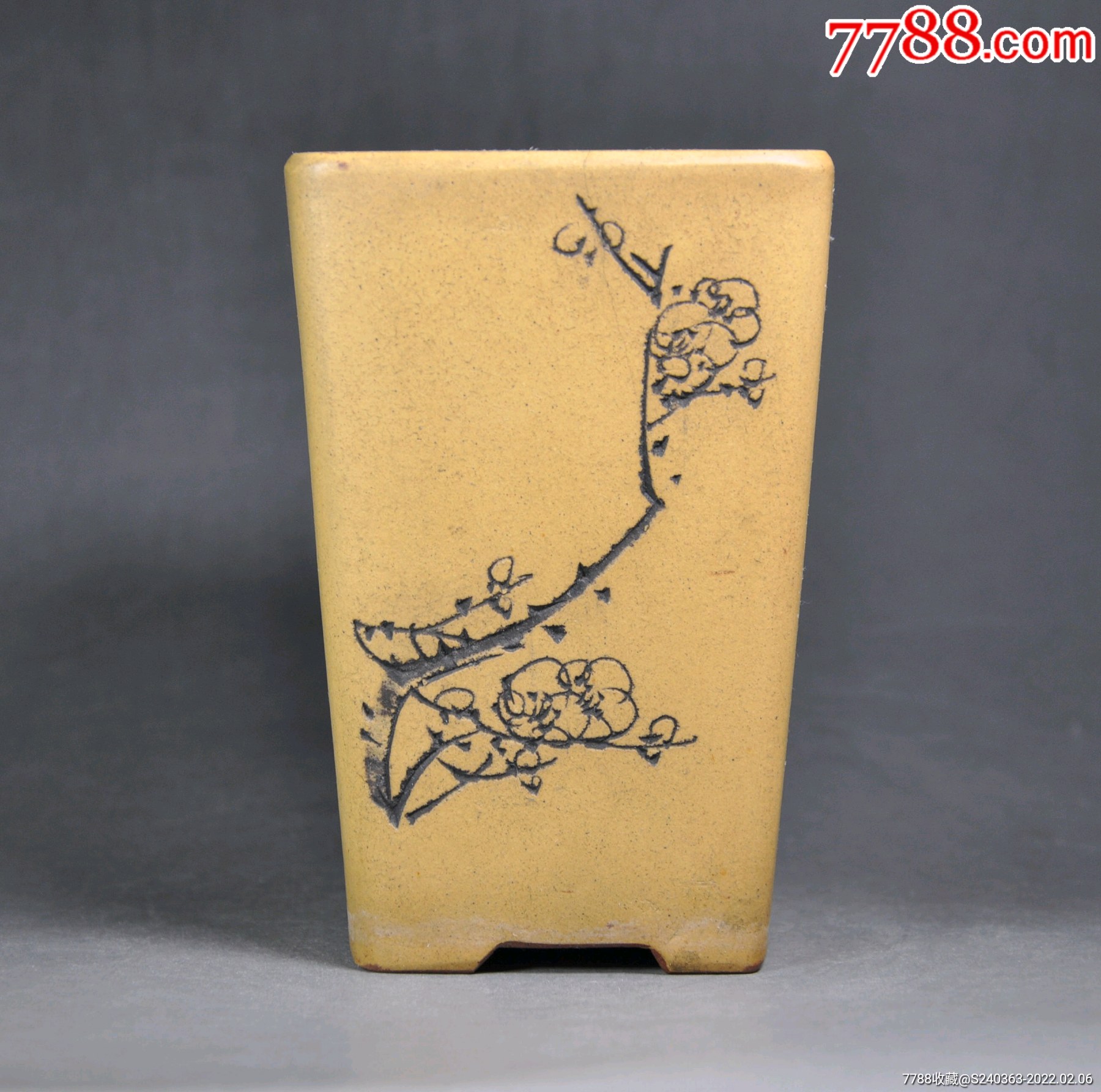 60年代石陶刻粉段签筒盆