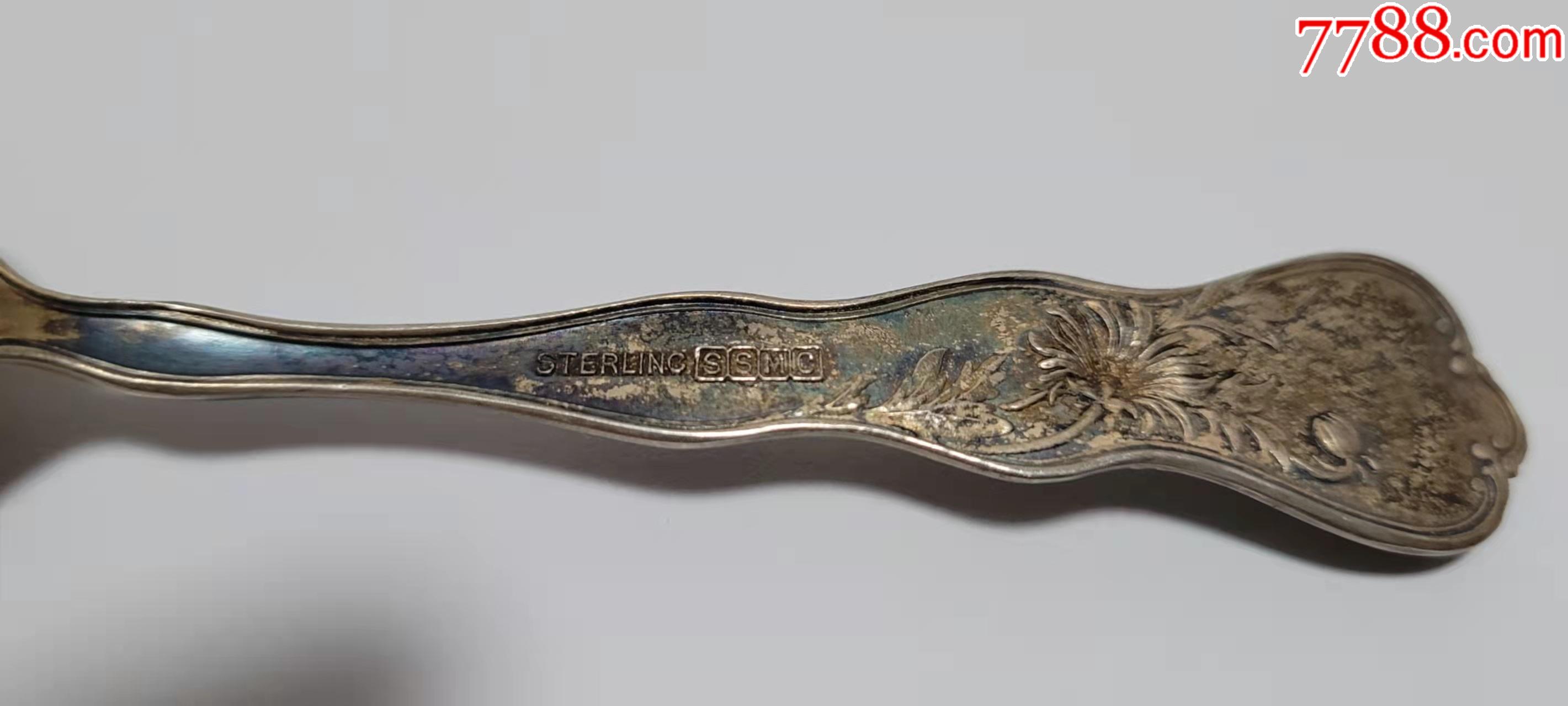 美国早期925银菊花纹饰汤匙_其他银器_第3张_7788老玩具收藏