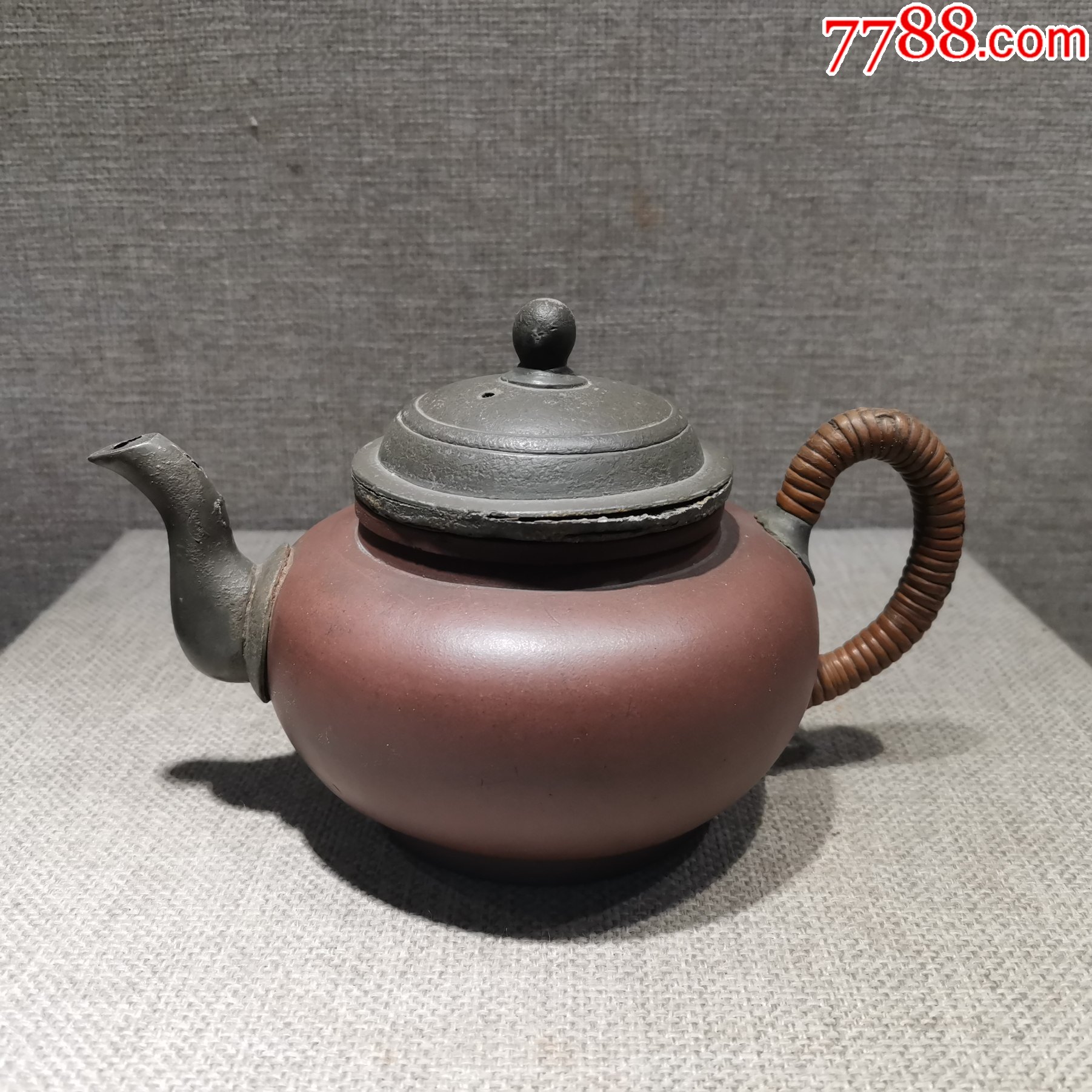 老茶壶收藏清代民俗用品紫砂壶包锡原品保真怀旧陈设经典