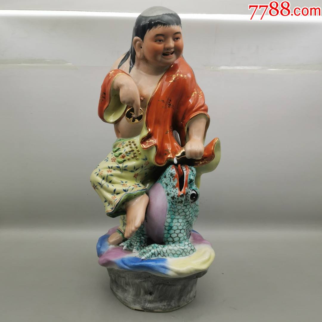 景德镇雕塑瓷厂粉彩刘海戏金蟾_雕塑瓷/瓷雕_图片价格_收藏价值_7788