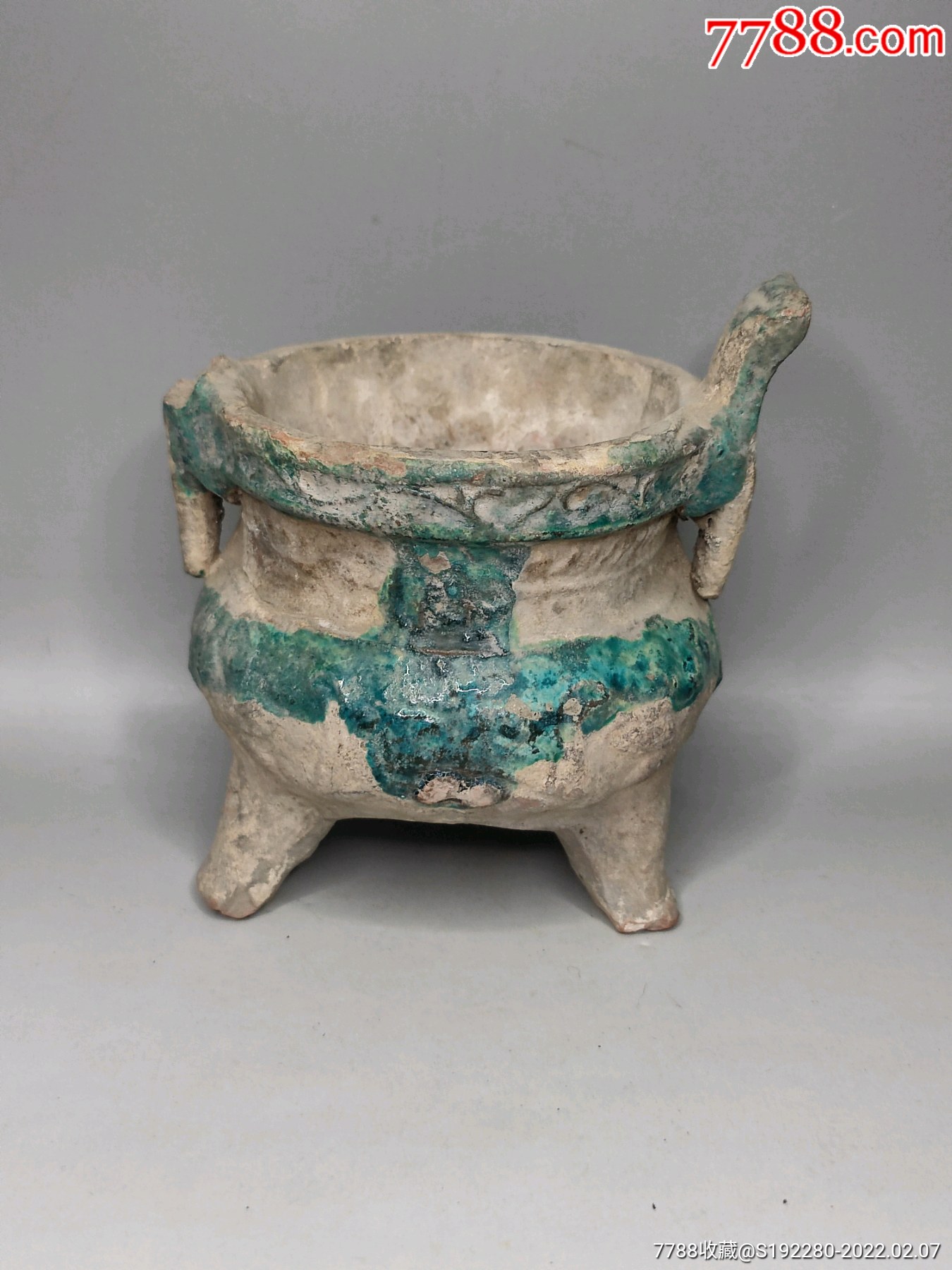 明代珐华孔雀蓝釉香炉直径9cm高115cm