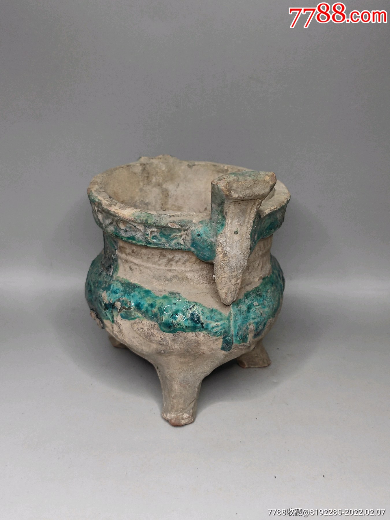 明代珐华孔雀蓝釉香炉直径9cm高115cm