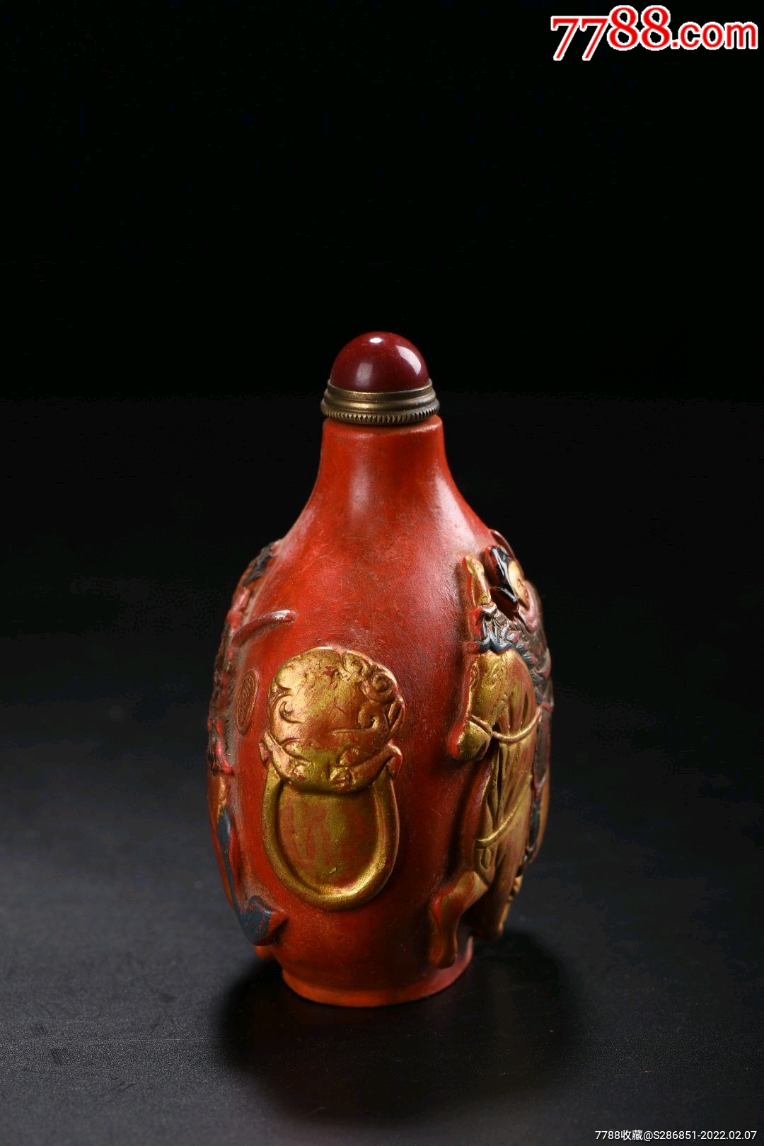 朱砂墨义薄云天鼻烟壶不议价