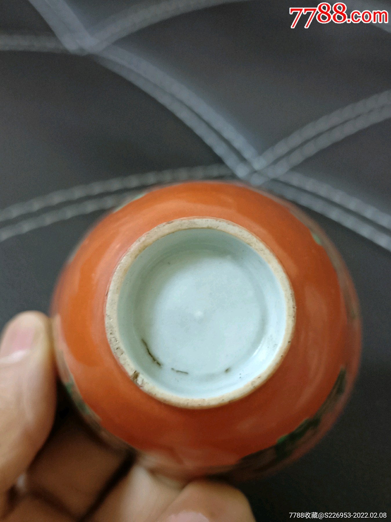 民国珊珊红压手杯一只有线