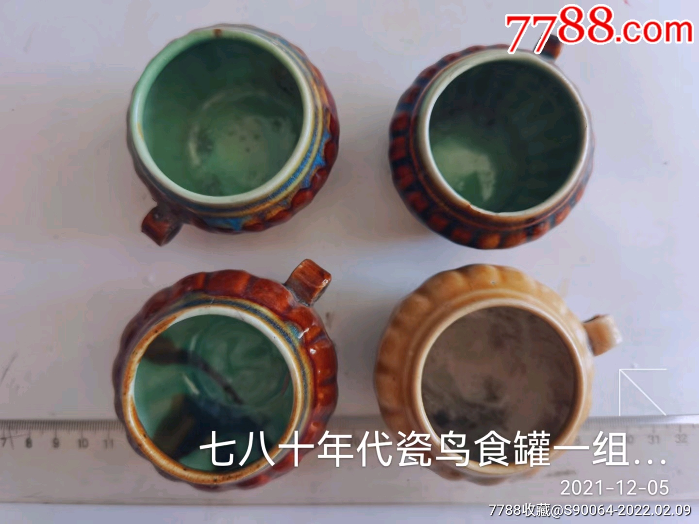 七八十年代瓷鸟食罐一组四个_价格40元【又见老朋友了】_第1张_7788
