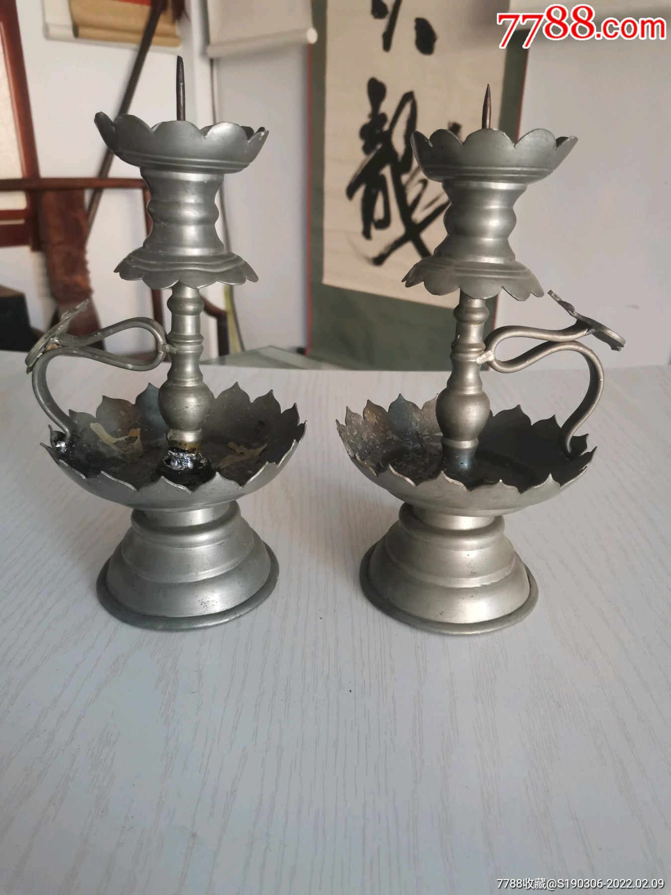 晚清时期裕顺福记商号锡蜡台有一个残图42113