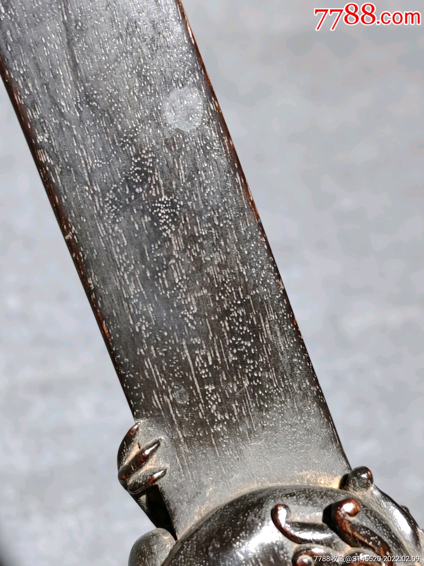 典藏老紫檀木龙纹如意古玩收藏品文房雅玩清代中期满牛毛纹采用印度