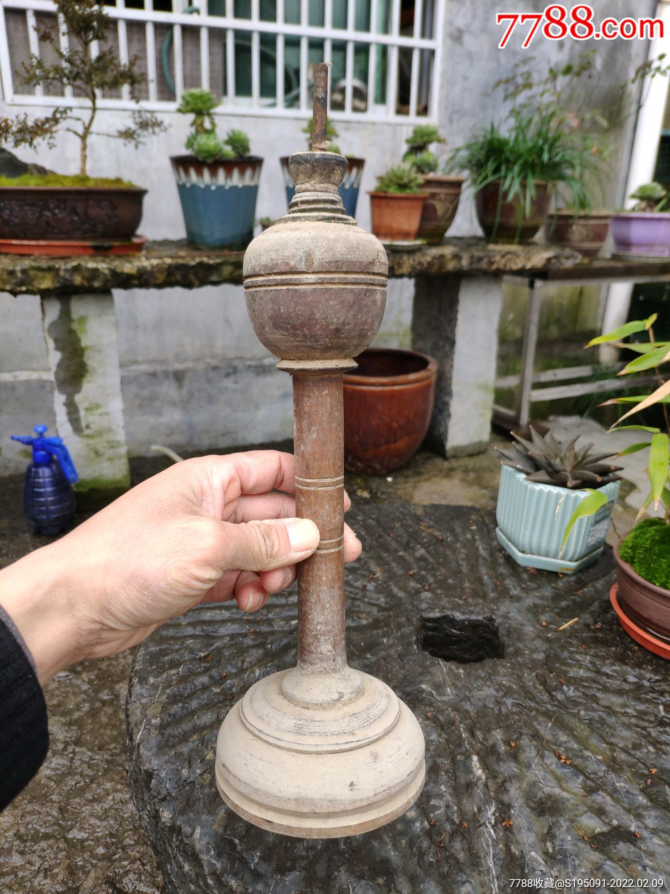 六十年代木雕煤油灯复古怀旧收藏