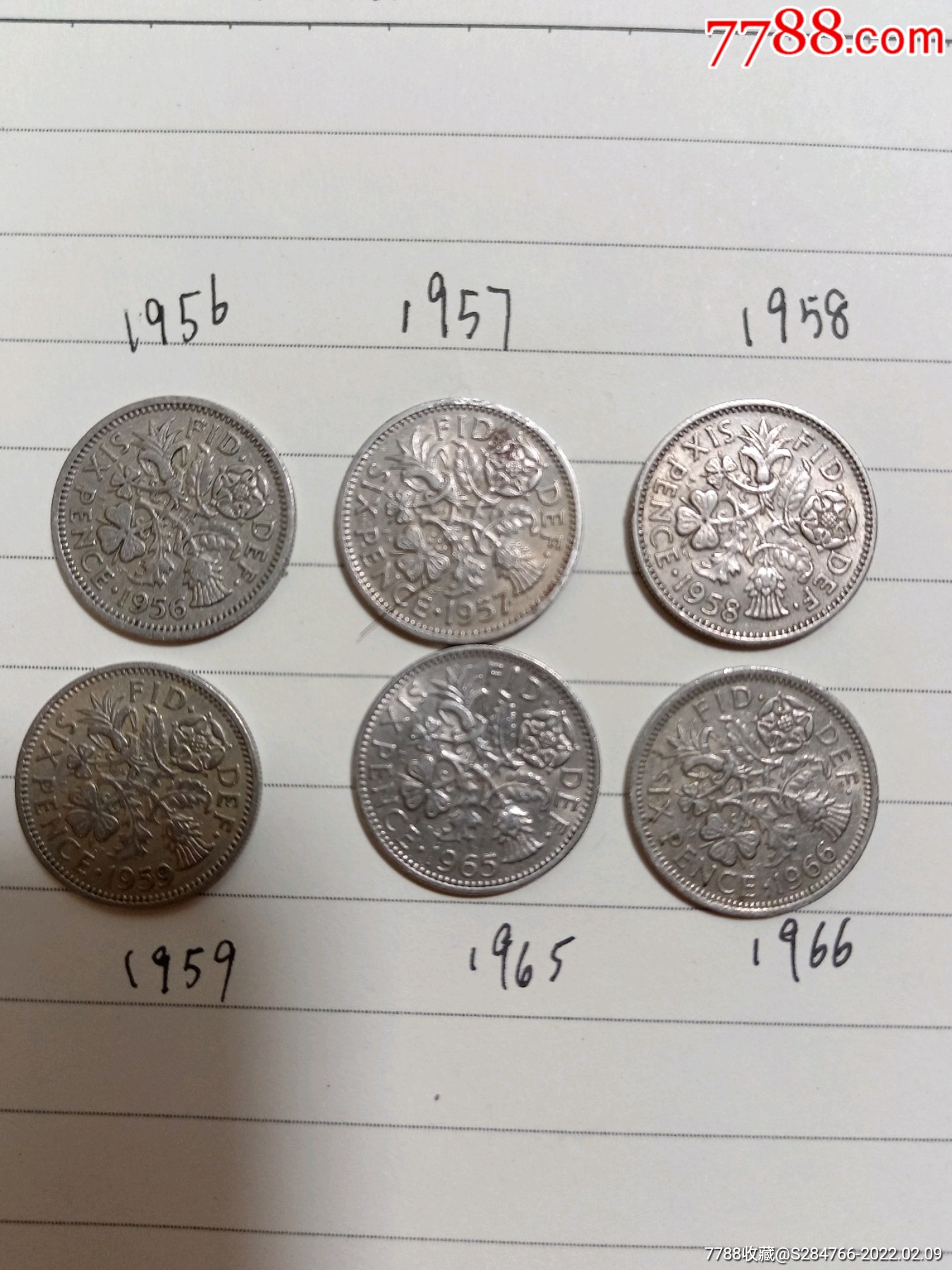 6枚英国六便士幸运币旧品_外国钱币_第2张_7788陶器收藏