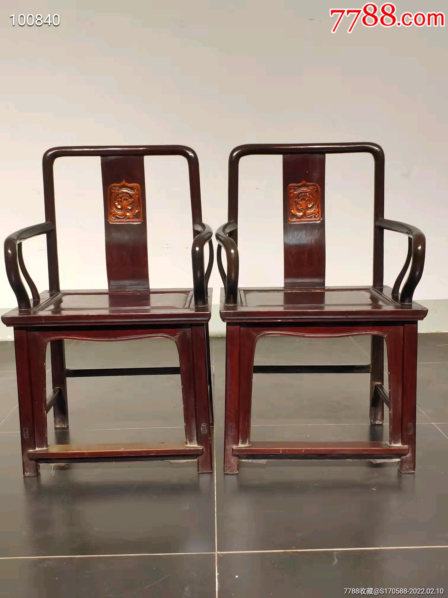 民国时期官帽椅背板描金雕刻草龙尺寸6045100cm全品