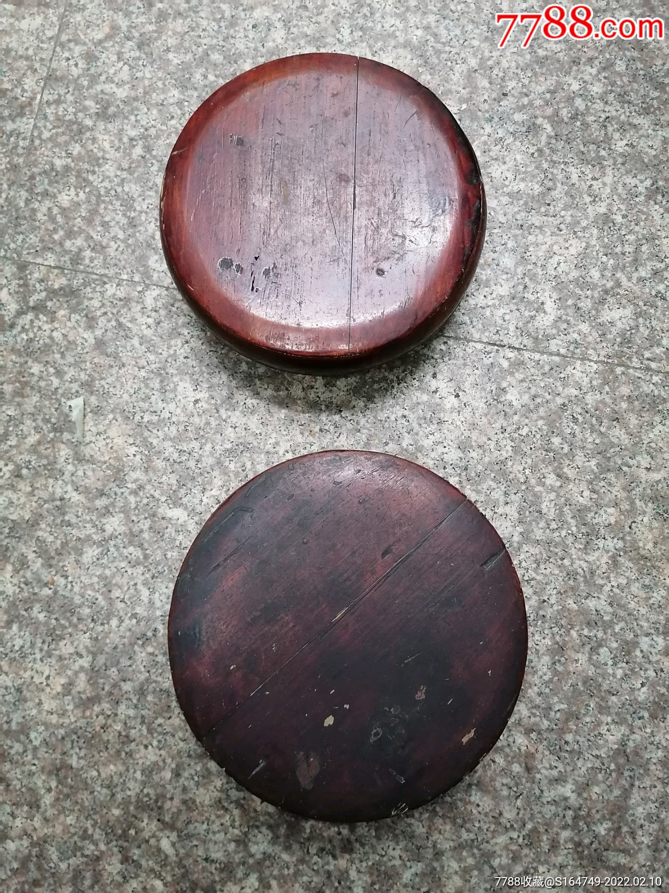 民俗老货针线木盒一对