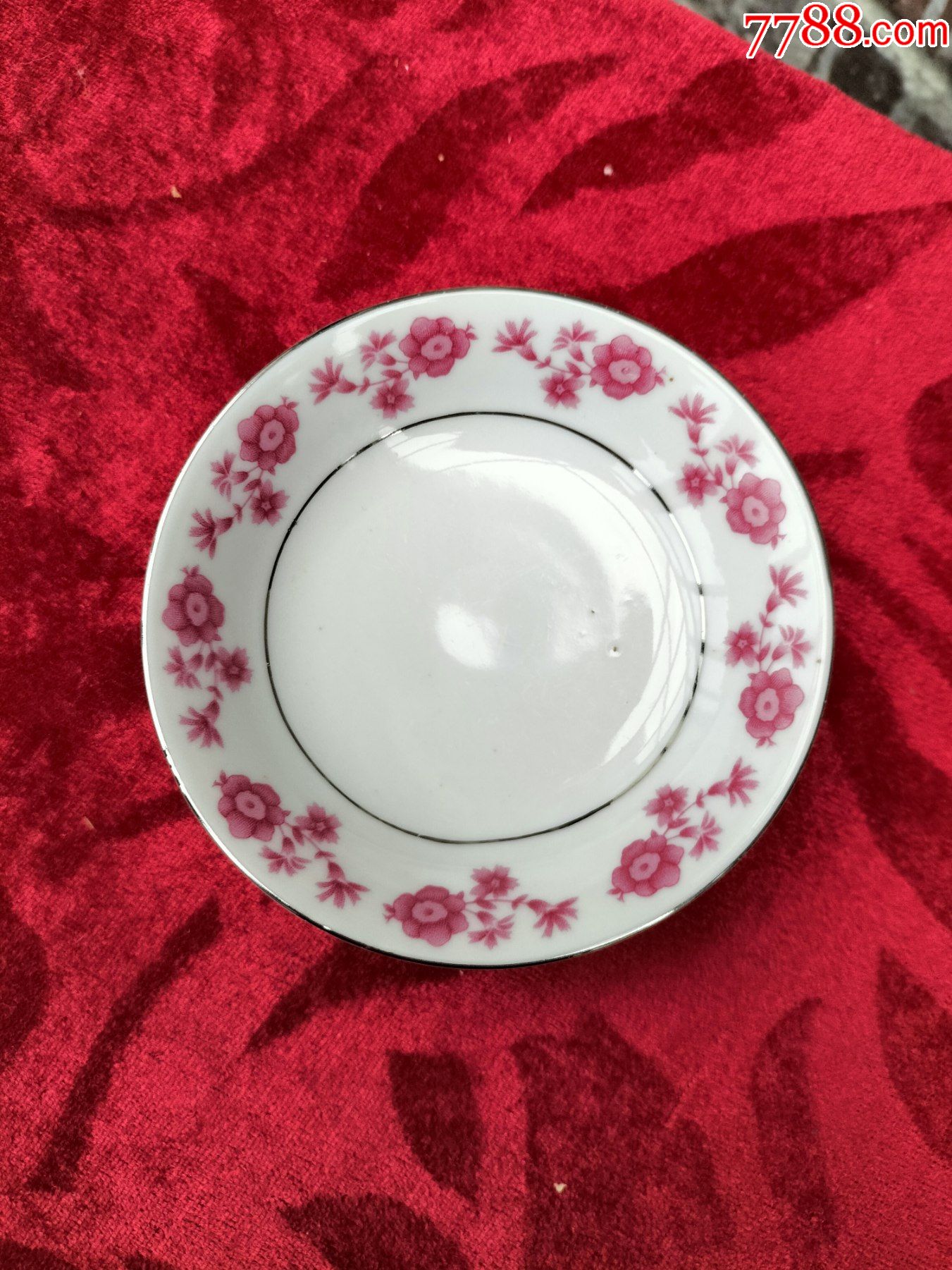 七八十年代底款中国景德镇外销瓷小红碎花装饰茶盏小碟盘完美品相