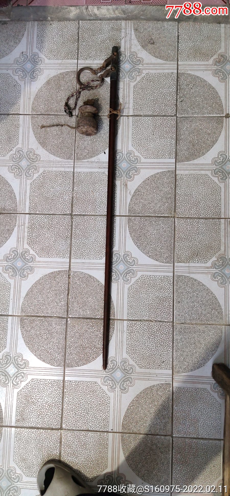 清代黄花梨杆秤一根,带铜饰,葫芦秤砣,长94cm,988包邮_价格188元