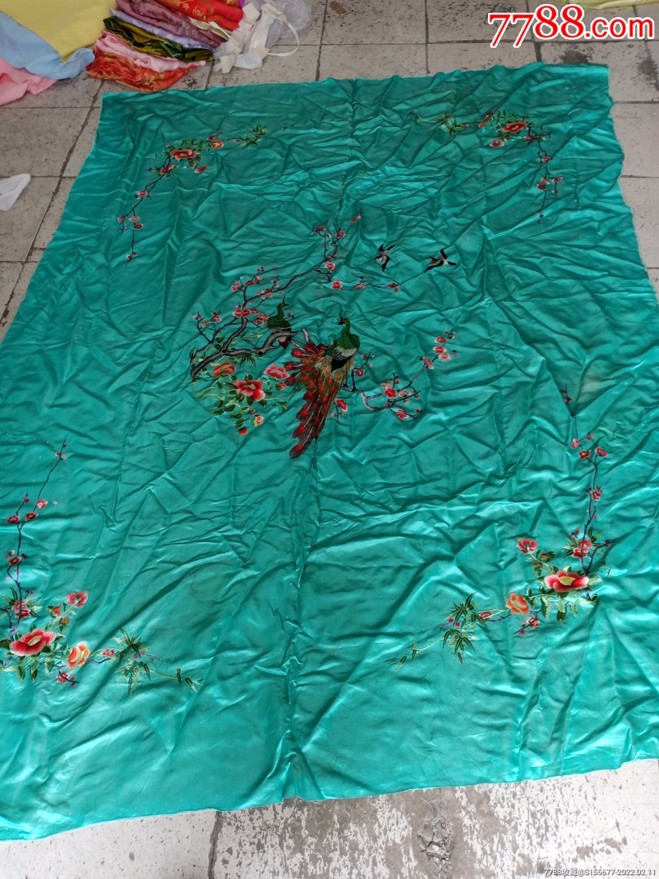 真丝手绣被面一床