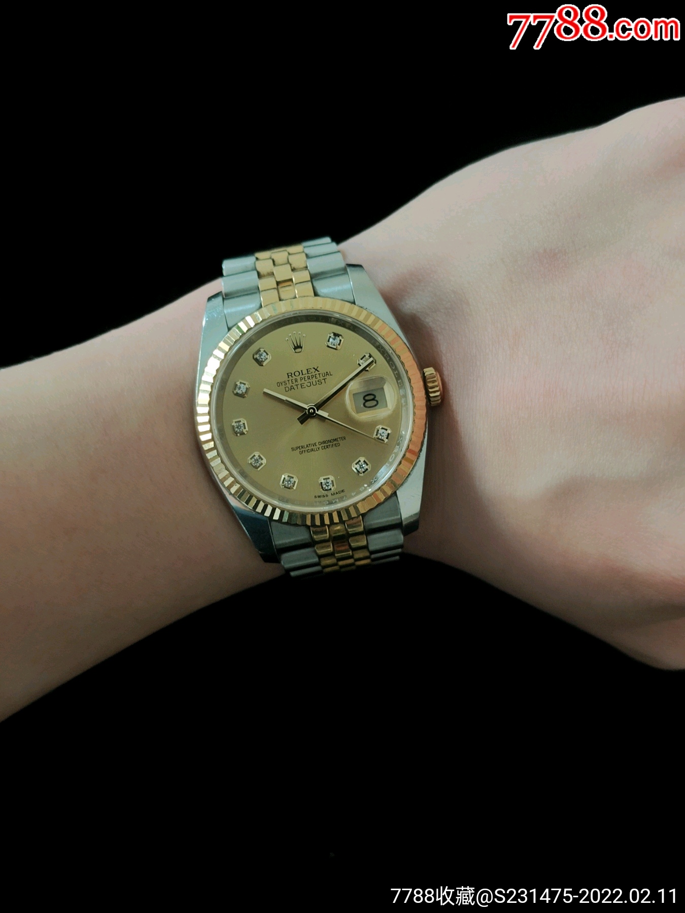 rolex劳力士日志间金大包钻新款16233全自动机械表表经36走时状