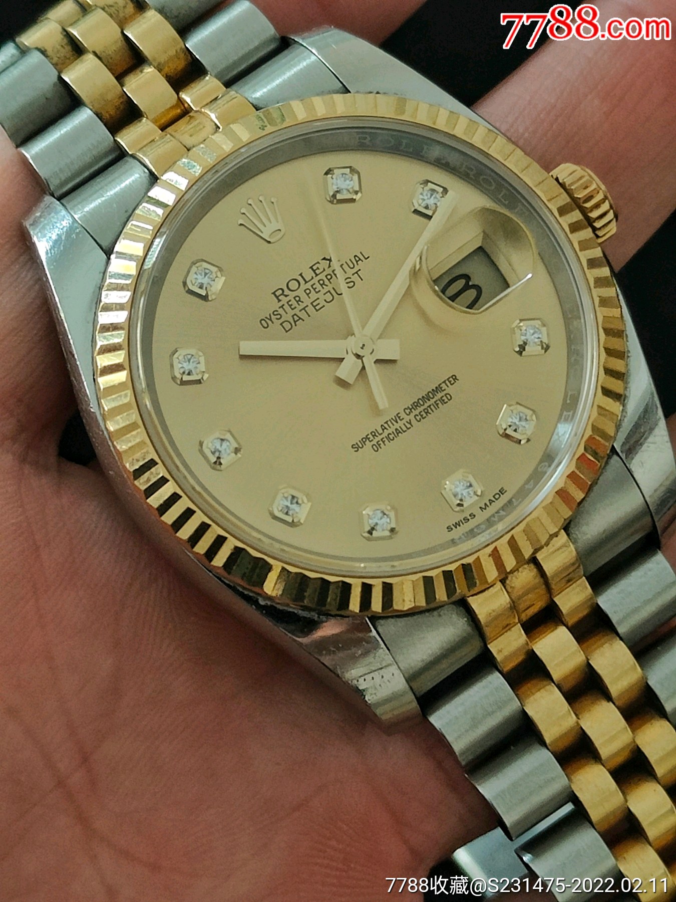 rolex劳力士日志间金大包钻新款16233全自动机械表表经36走时状