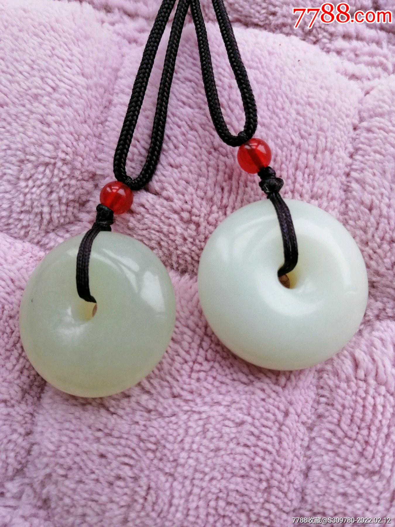 纯天然和田玉山料平安扣男女情侣吊坠温润玉石定情信物亲子项链_价格