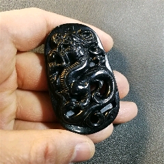 危料翡翠a货墨翠龙牌吊坠243克宝贝尺寸长59宽37毫米厚度7毫