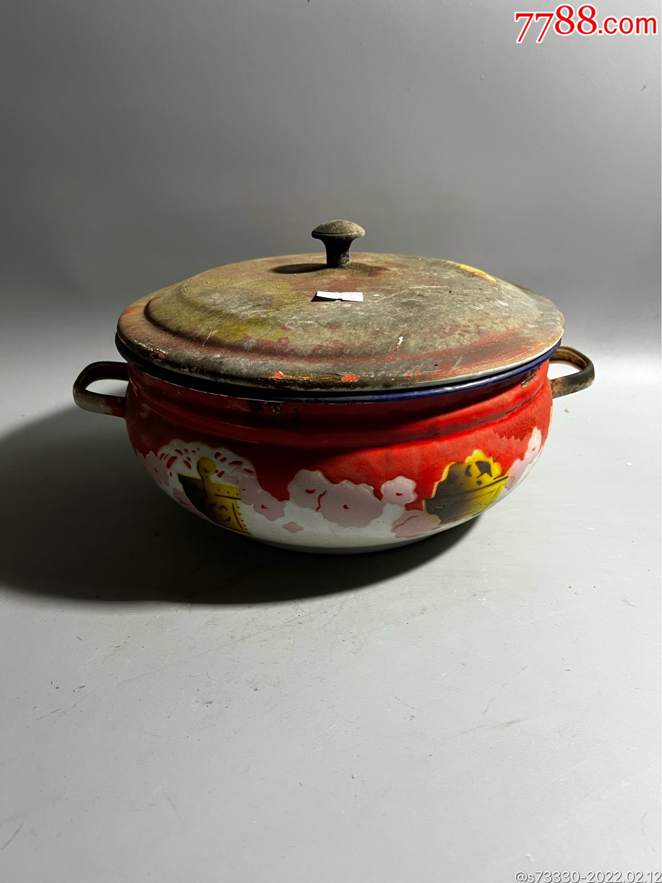 80年代左右怀旧老搪瓷盖盆一只