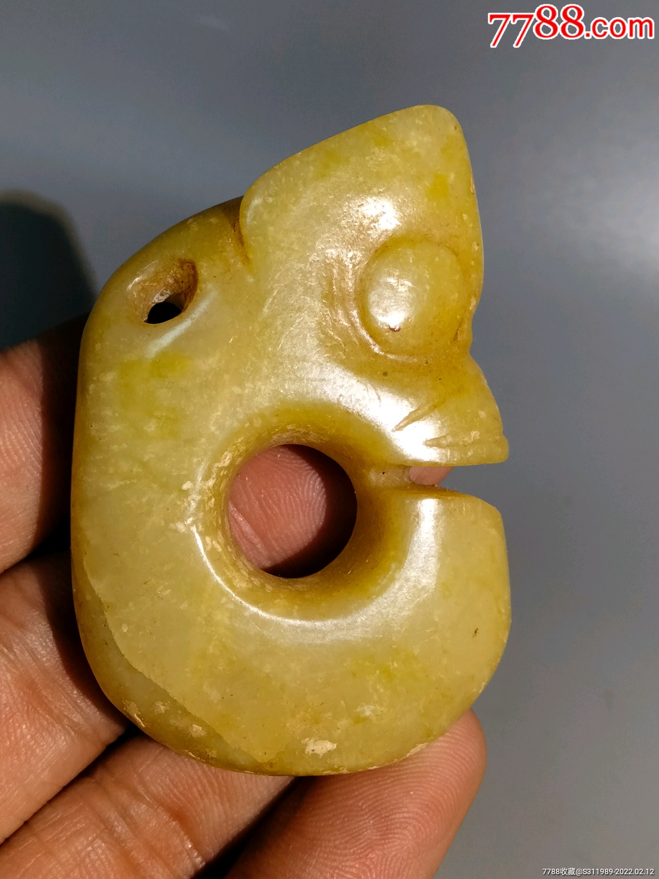 农村收的黄玉玉猪龙风化明显包浆沁入骨红山文化