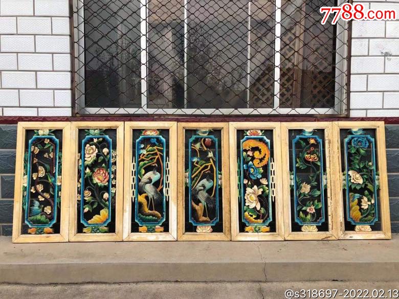 民国时期,五彩精品窗片一套7片,纯手雕刻,雕工精细,完整。尺寸高100单片宽44-价格:2880元-se85339698-木门窗-零售 ...