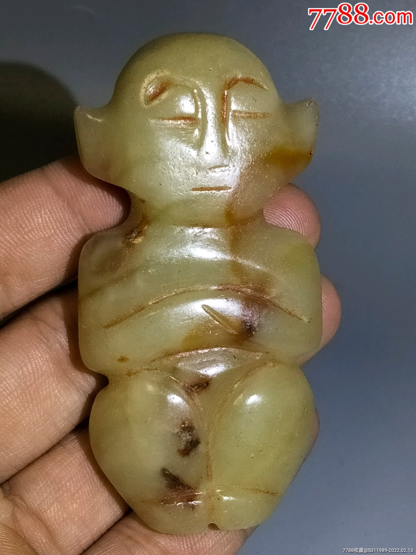 以前收的老玉人风化明显包浆沁入骨红山文化