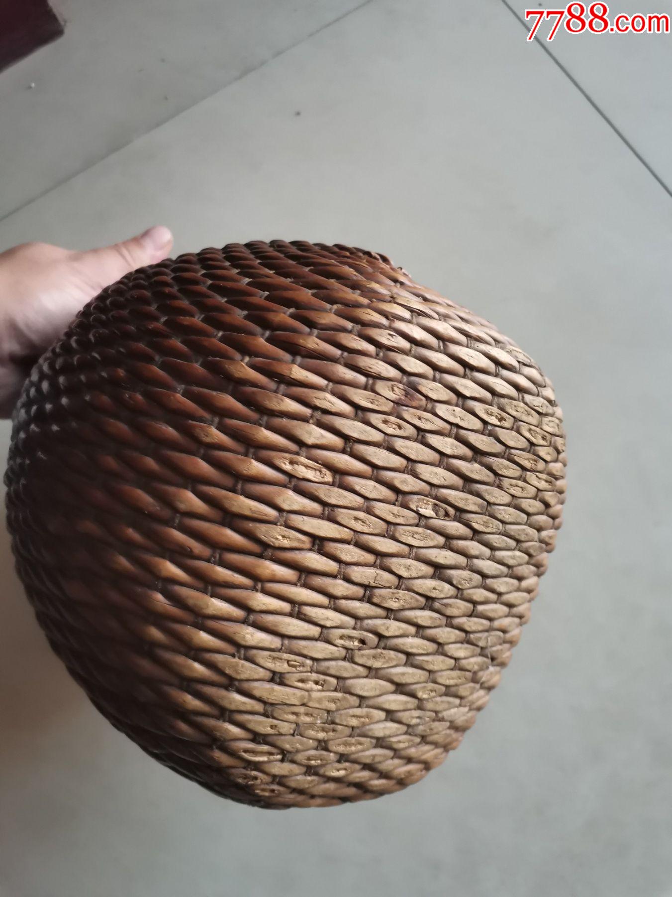 晚清时期,手工柳条编制斗,28*19-价格:280元-se85343990-植物编织工艺