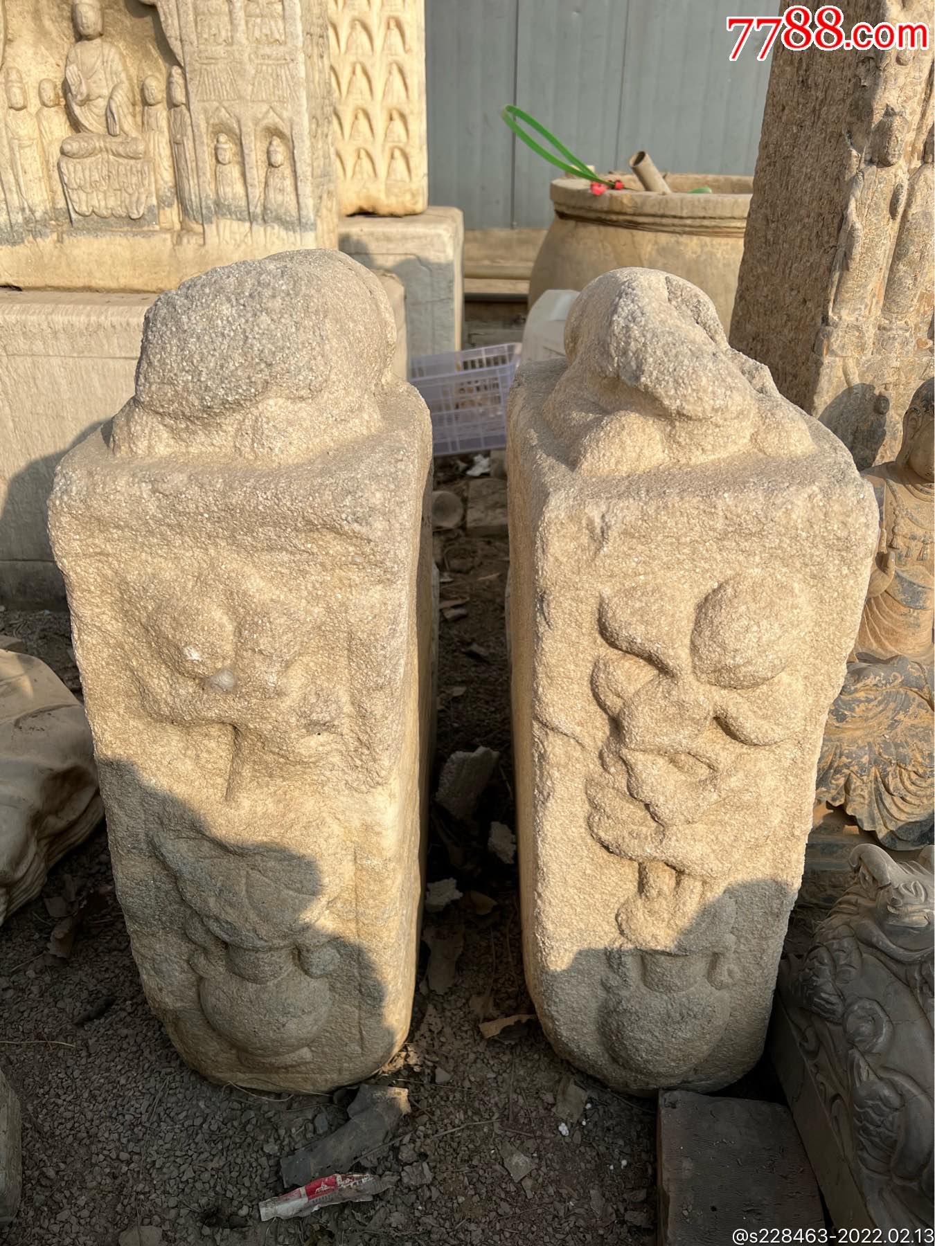 石雕门墩一对老物件_石鼓/石墩_第2张_7788小人书