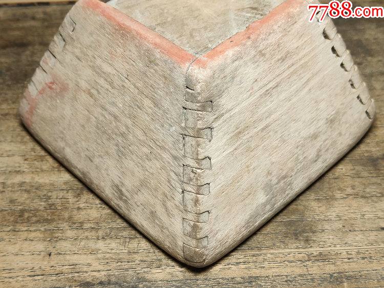 传世民俗老物件古代粮食计量工具榉木榫卯工艺木质米升