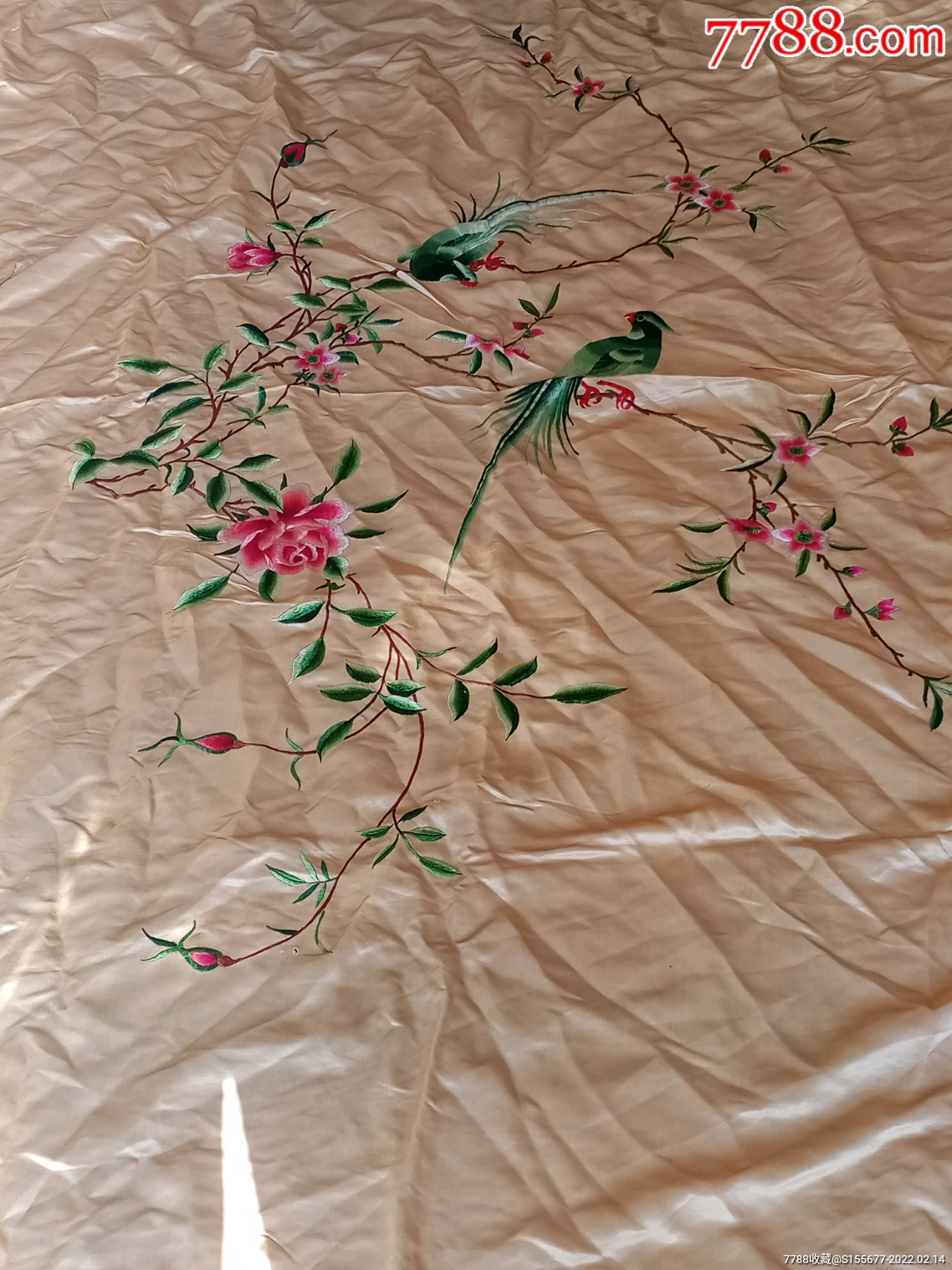 真丝手绣被面一床