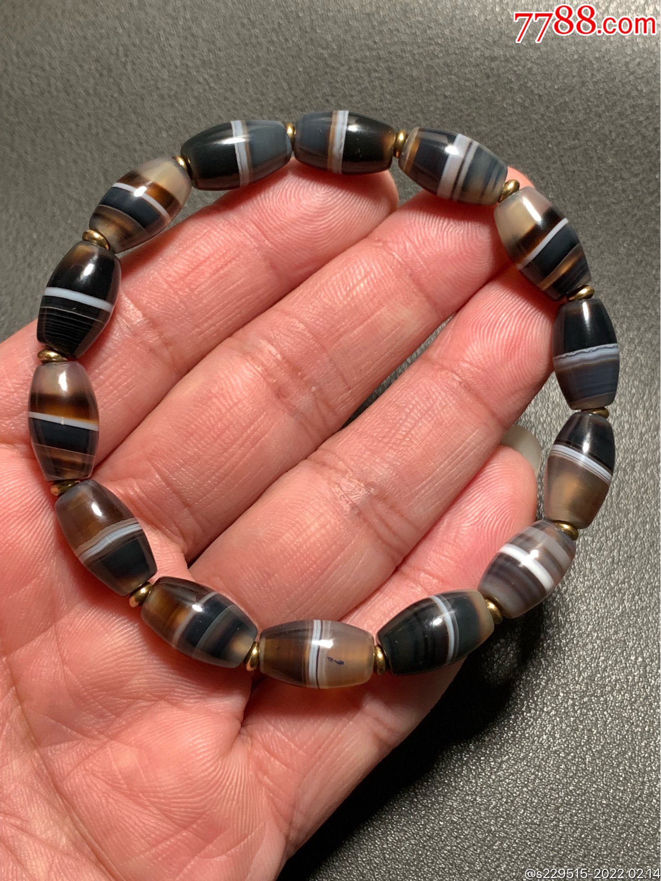 藏传药师类蓝玛瑙桶珠手串14颗