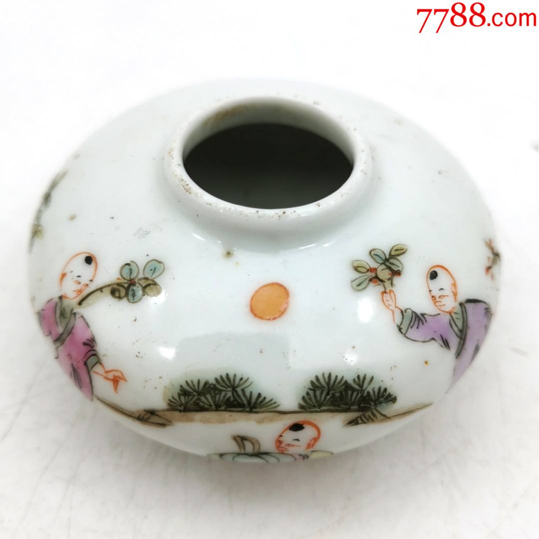 粉彩人物瓷水盂