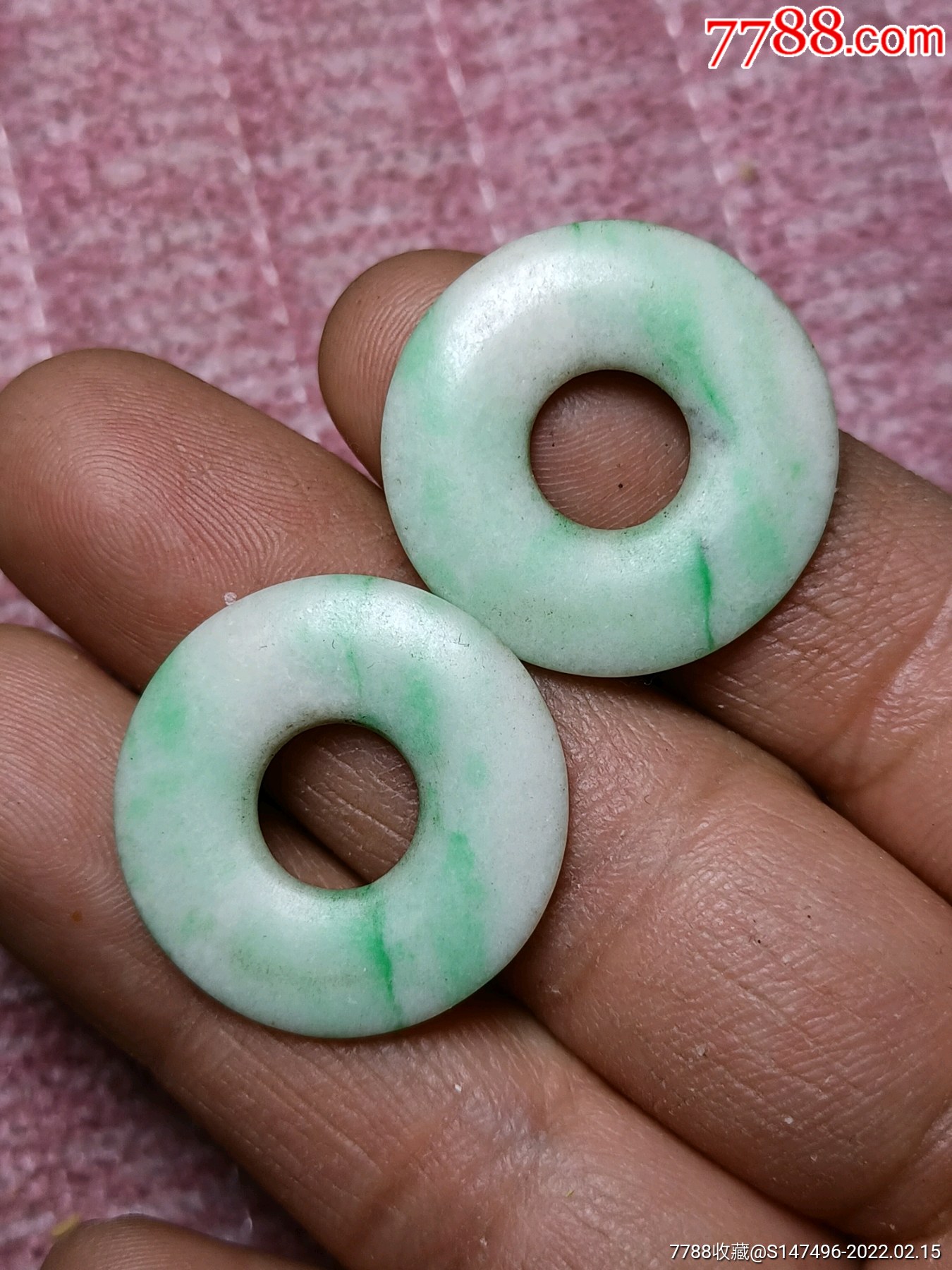 清代翡翠耳坠一对