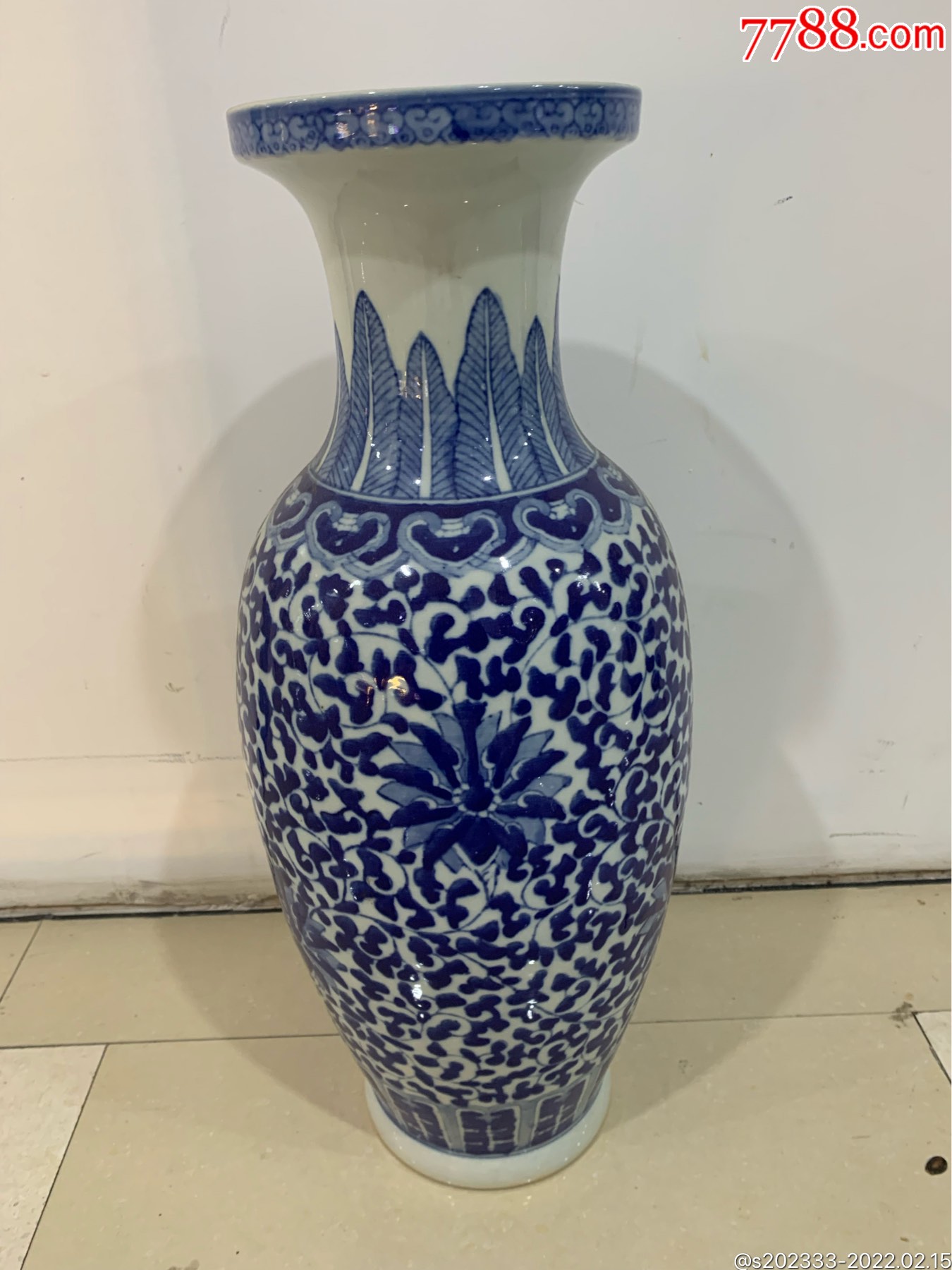 五六七缠枝莲纹青花大瓶,全品,高62cm-价格:2200元-se85366325-青花瓷