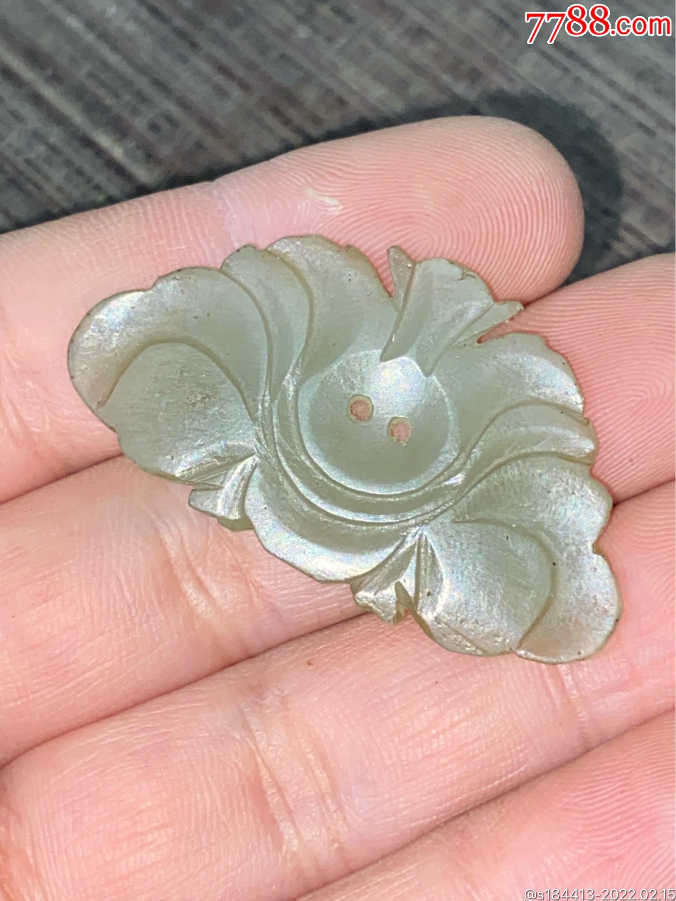 清代和田玉帽花