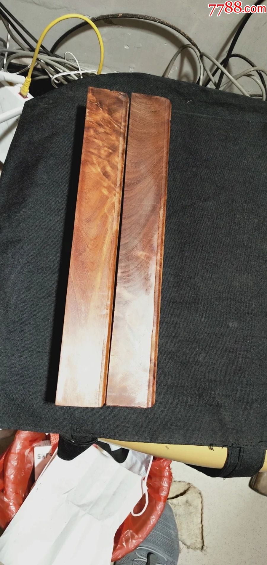 559号黄花梨镇尺一对2954cm品相如图纹理清晰漂亮油牲大荧光强香味正