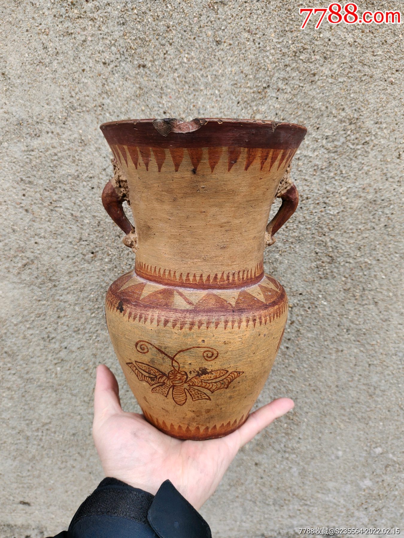 清代彩陶老陶器老花瓶陶瓷