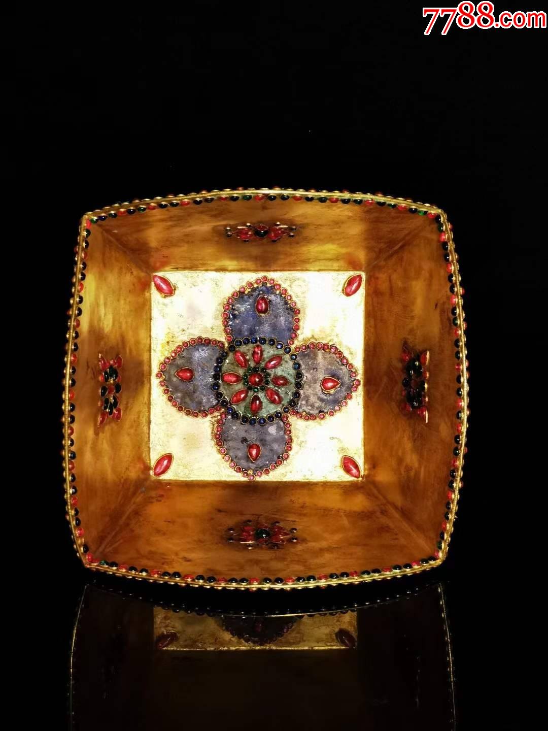 清8226乾隆年制金银满斗景泰蓝鎏金招财斗摆件铜胎镶嵌宝石鎏纯金