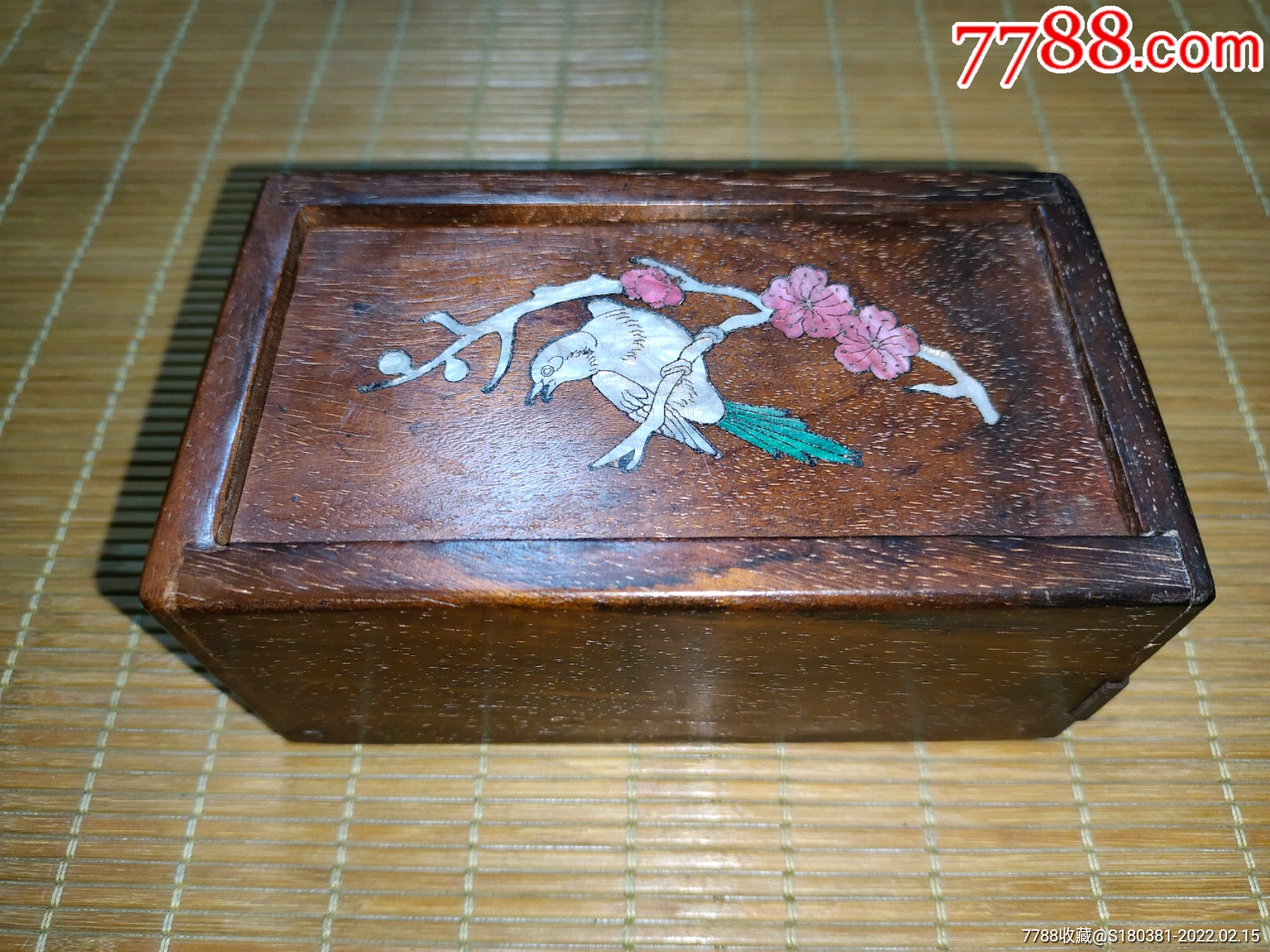 老红木缅甸花梨木镶嵌贝壳喜上眉梢机关首饰盒珠宝盒实木摆件