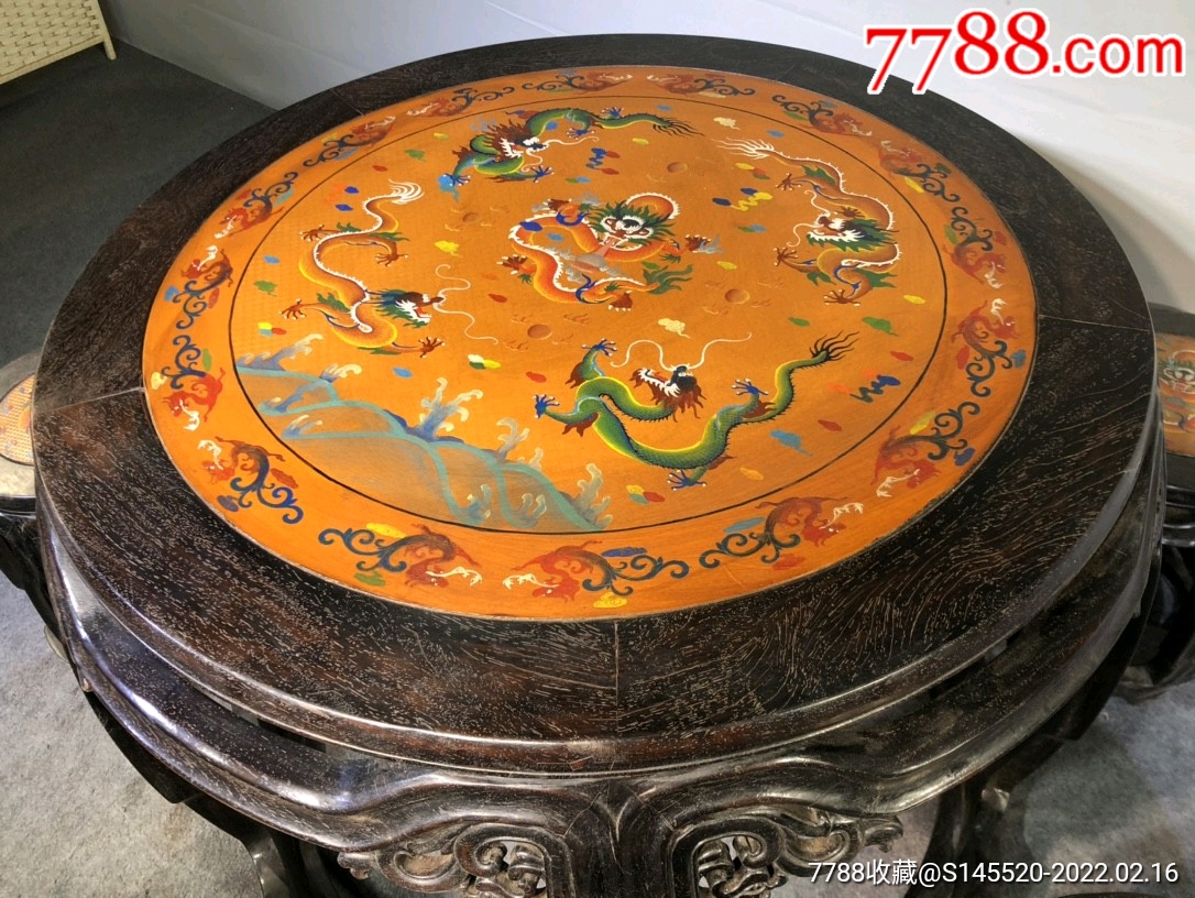 精品小叶紫檀圆桌古代雕填工艺做工精细款型典雅云龙霸气栩
