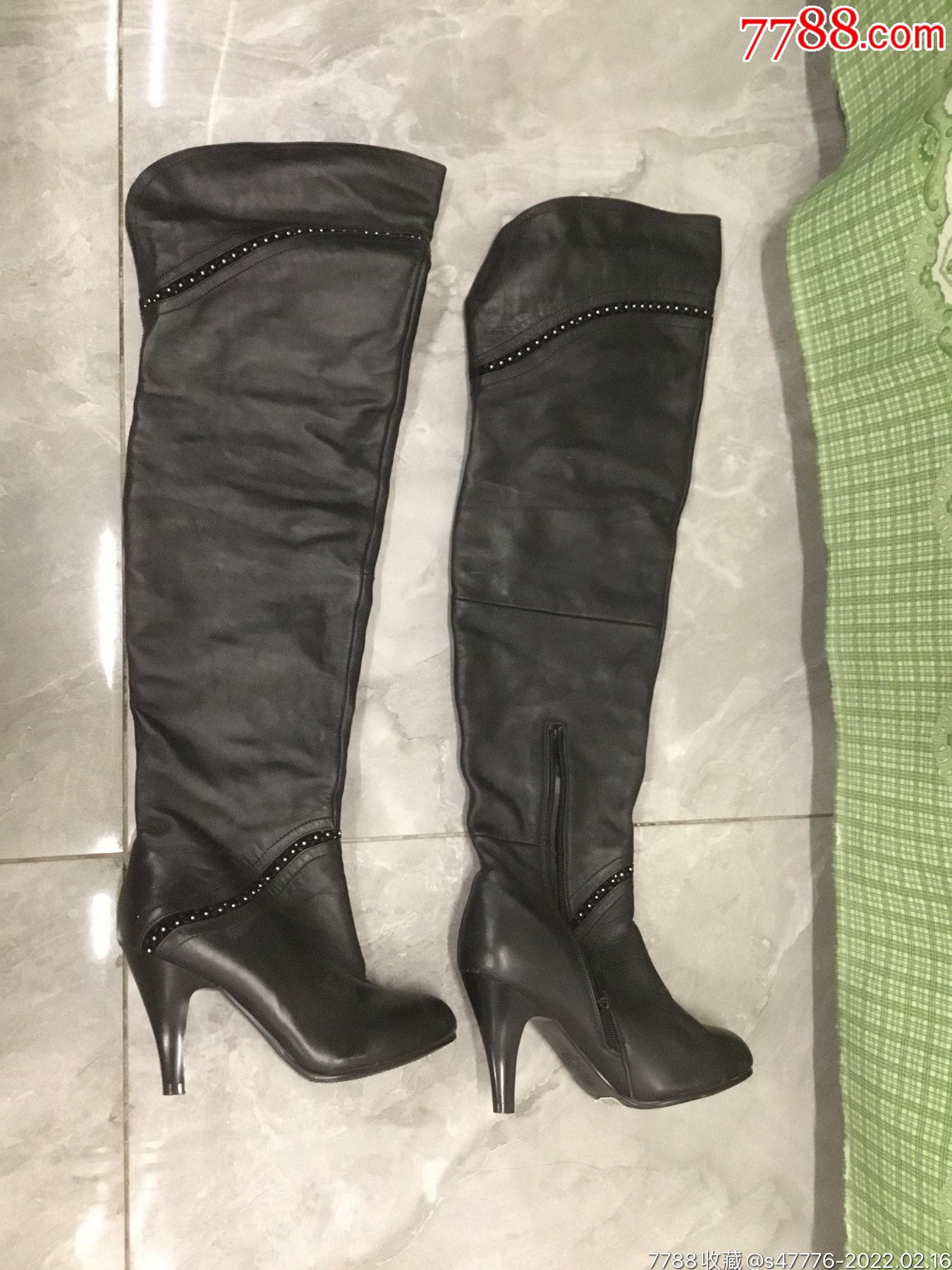 闲置女士纯皮长筒棉靴