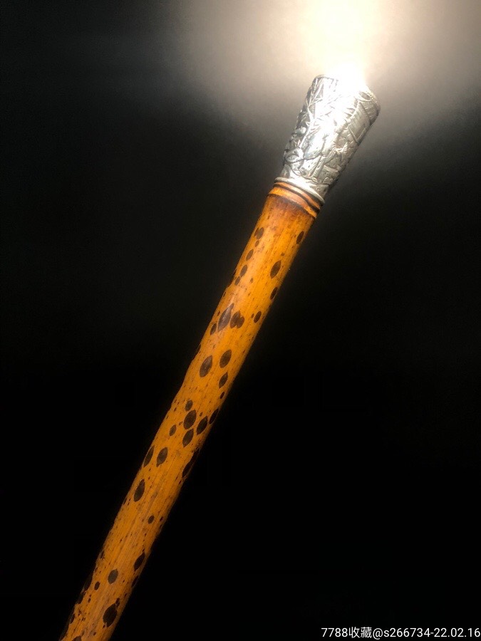 纯银湘妃竹古董文明杖