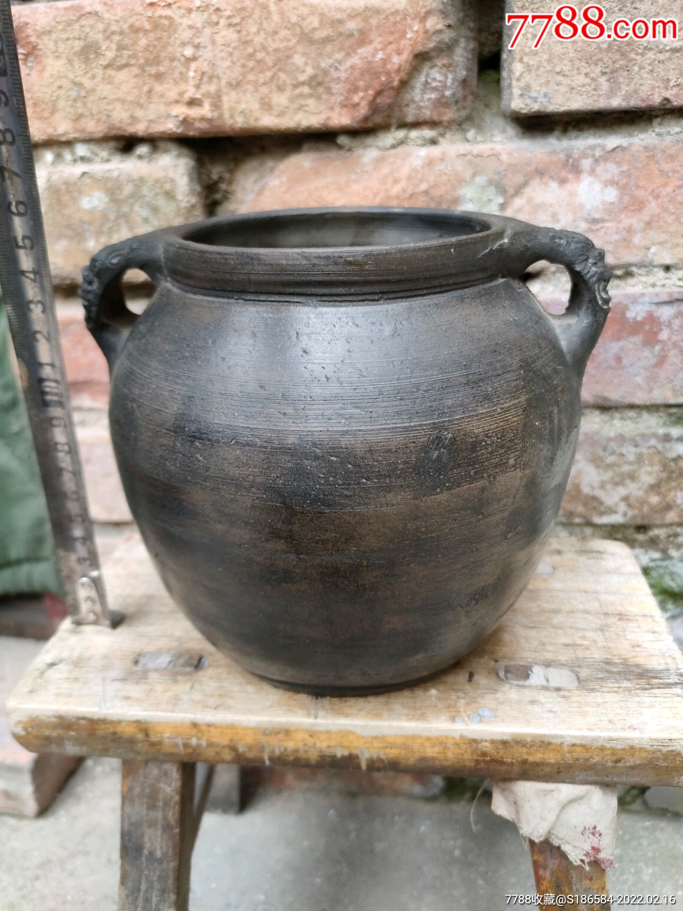 乡下收的双耳虎头陶罐