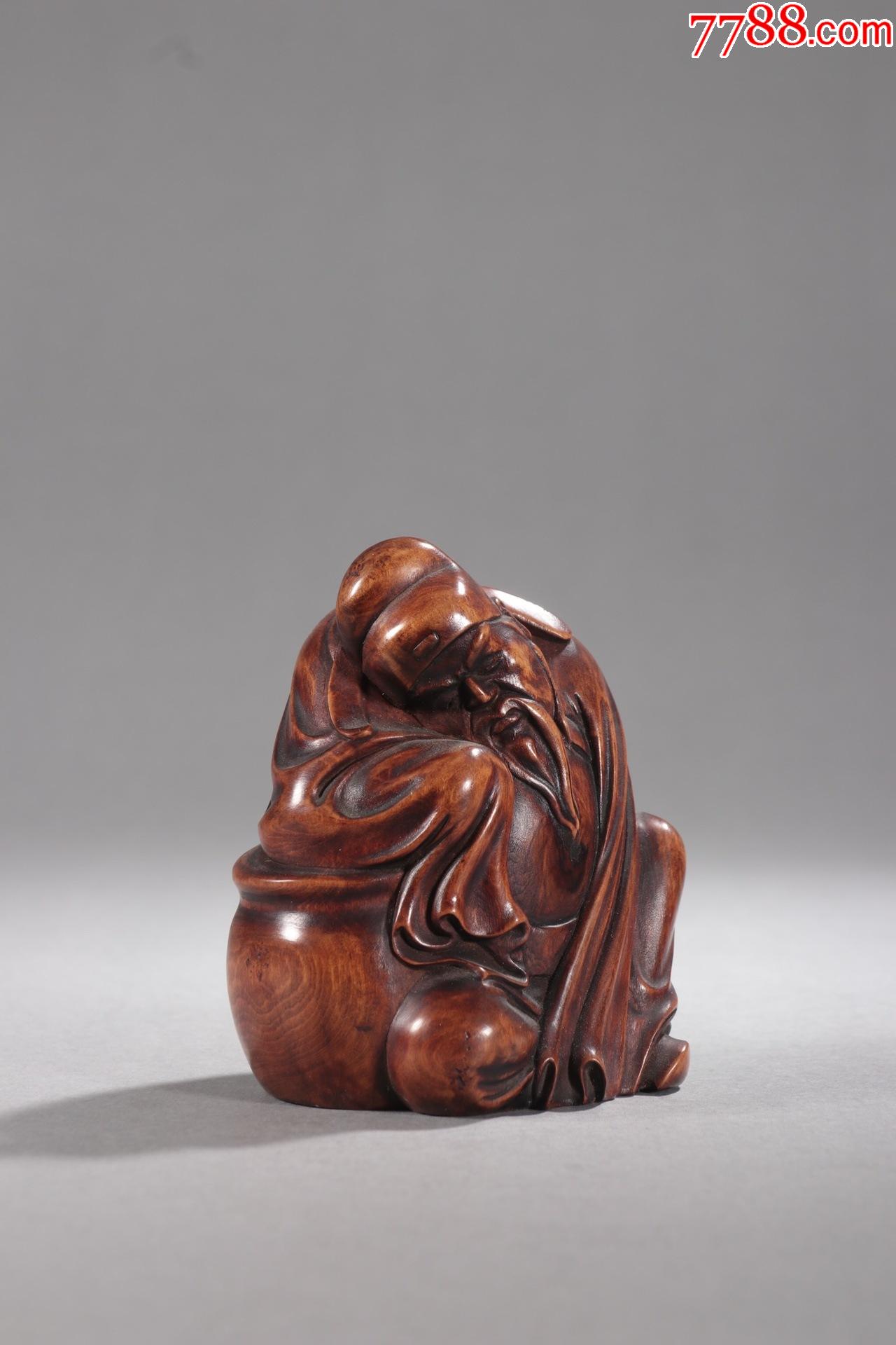 旧藏黄杨木太白醉酒摆件