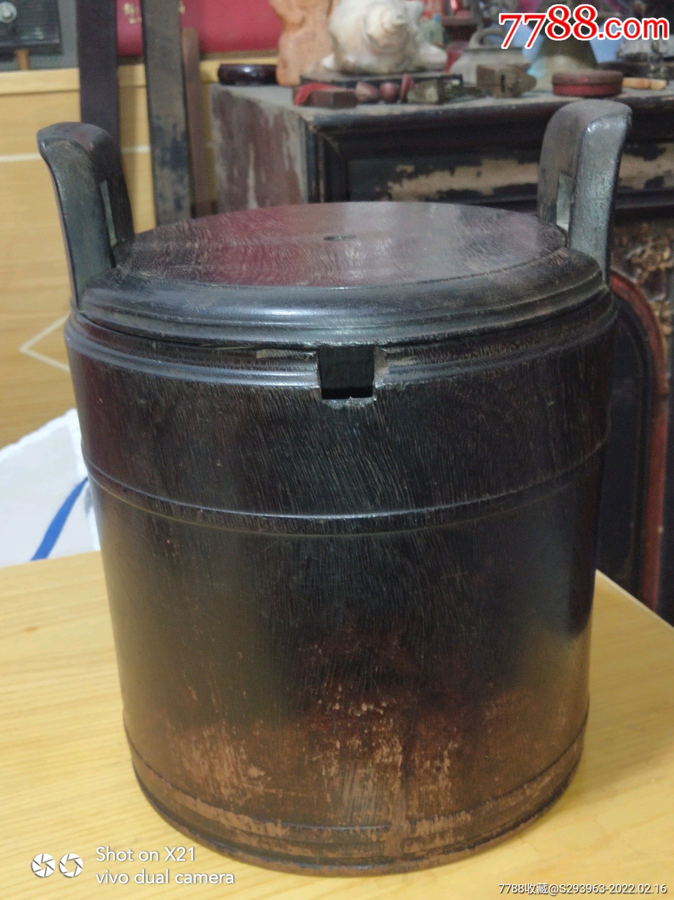 清代文房老红木茶桶