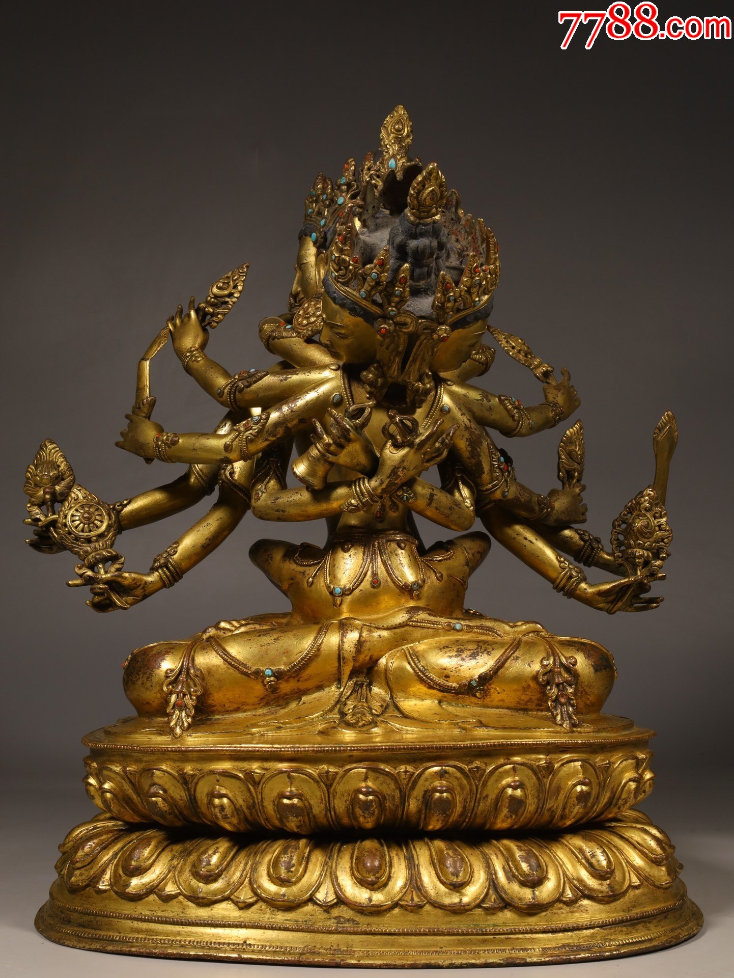铜鎏金嵌宝密集金刚