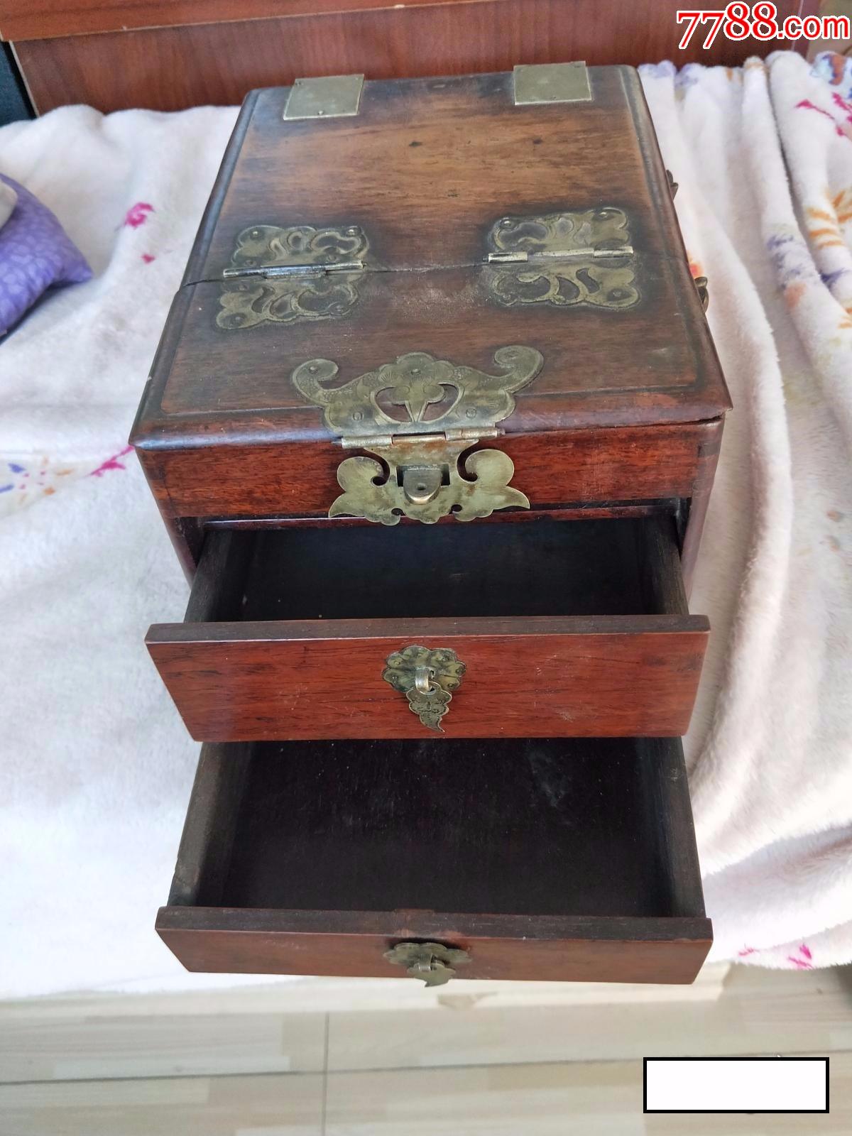 清末民初海南黄花梨百宝箱尺寸24x18x14cm