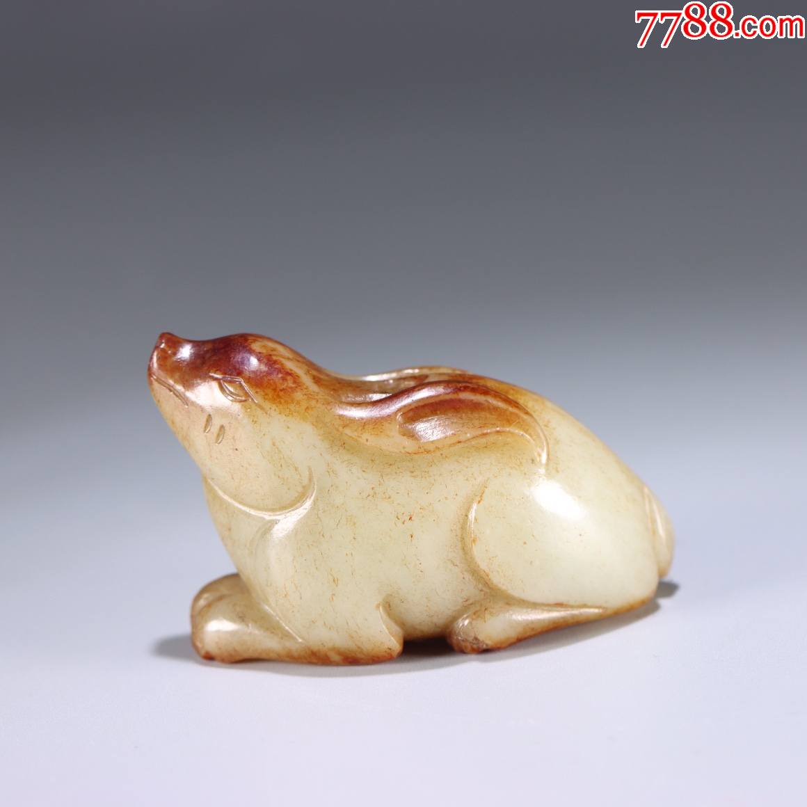 和田玉前途似锦兔雕件a84s35f