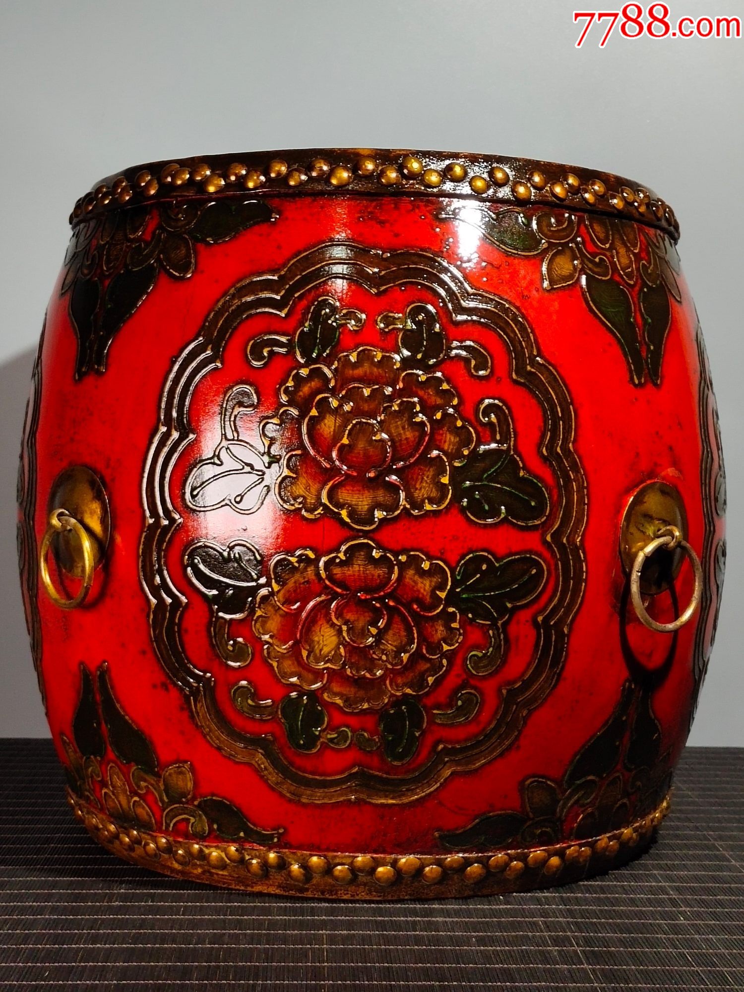 "商品>>>>99旧藏漆器彩绘寿桃图案大肚花瓶a91s15f